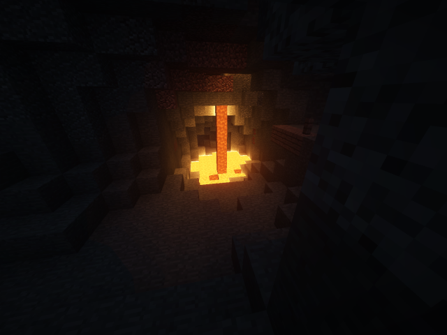 Очаг в пещере в игре Minecraft
