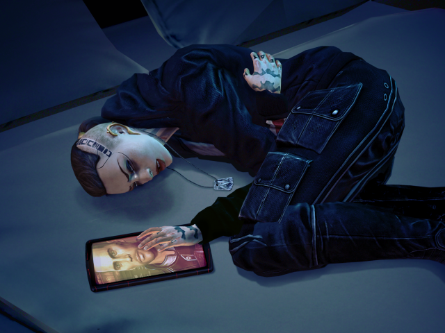Девушка с планшетом в игре Mass Effect 3