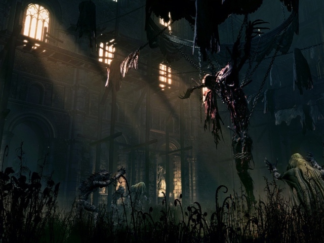 Внутри здания в игре Bloodborne