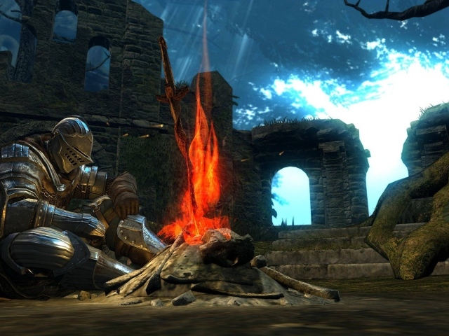 Рыцарь у костра в игре Dark Souls