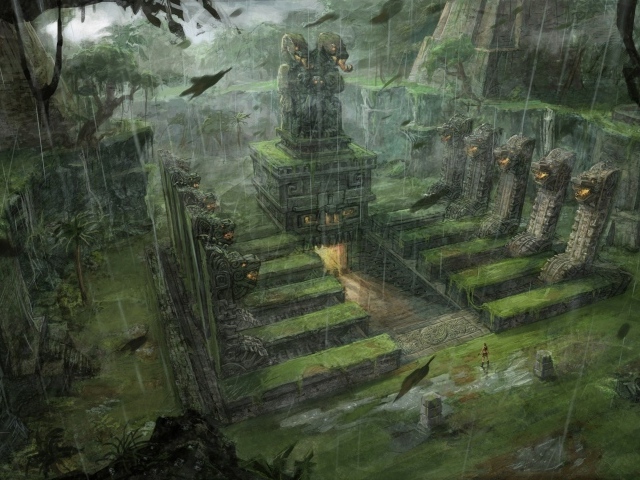 Пейзаж с постройками в игре Tomb Raider