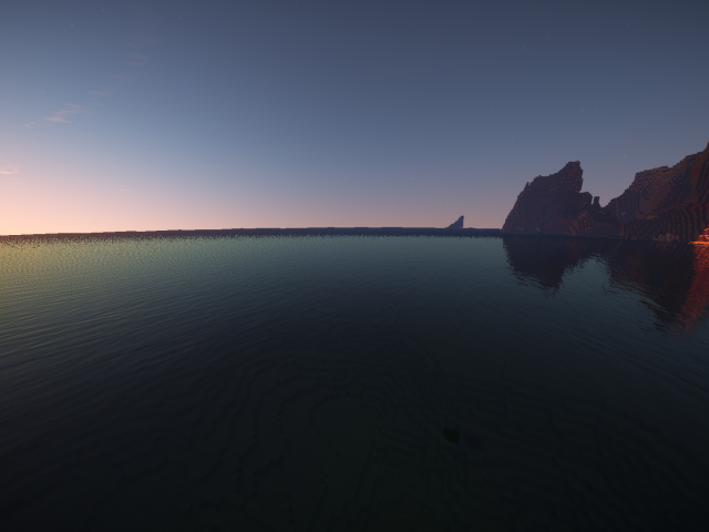 Лава стекает в море в игре Minecraft