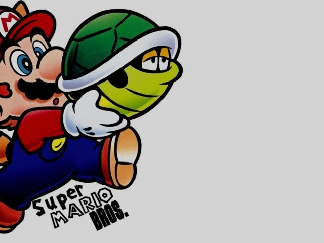 Марио несет в руках черепашку, Super Mario Bros