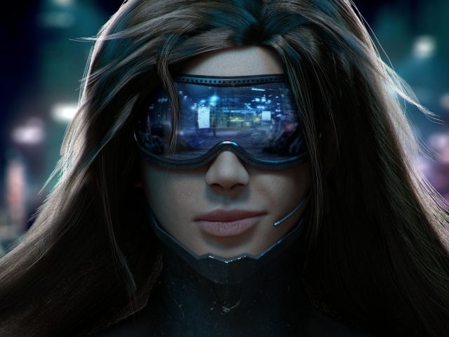 Девушка в маске в игре Cyberpunk 2077