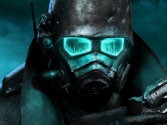 Герой игры Fallout New Vegas в голубых тонах