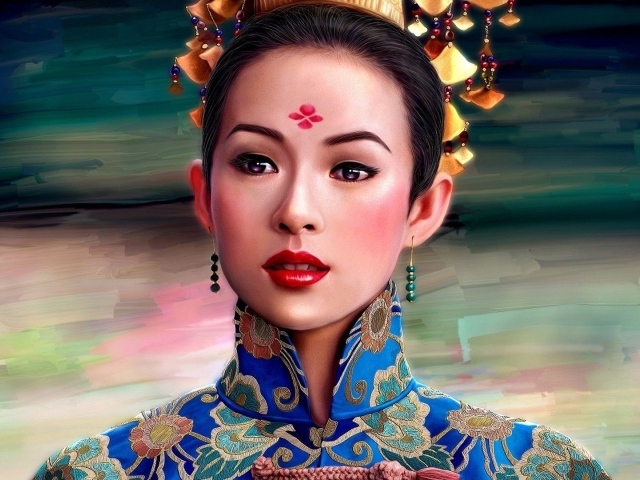 Азиатская девушка в национальном наряде