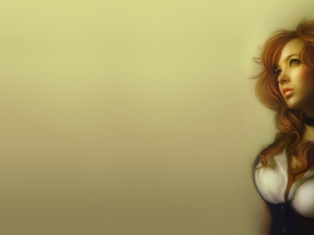 Рыжеволосая девушка на картине