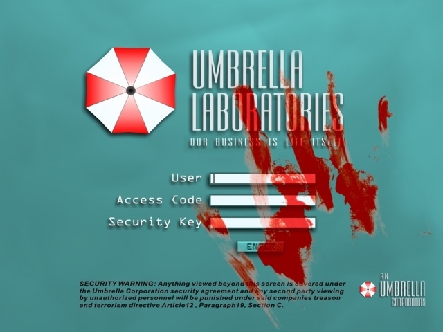 Панель компьютера в фильме Обитель зла