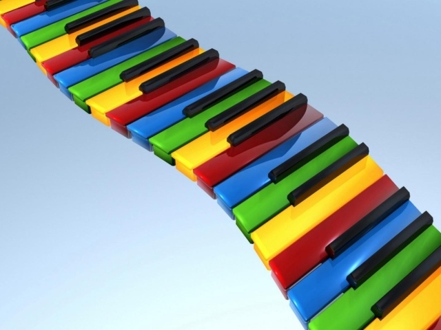 Радужная изогнутая клавиатура пианино