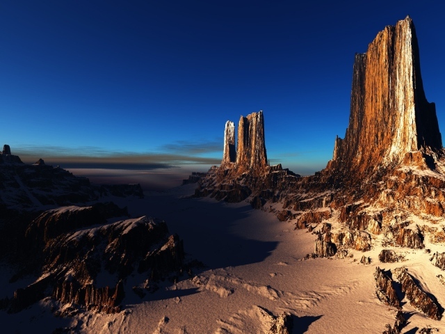 Острые пики оставшиеся от разрушенных скал