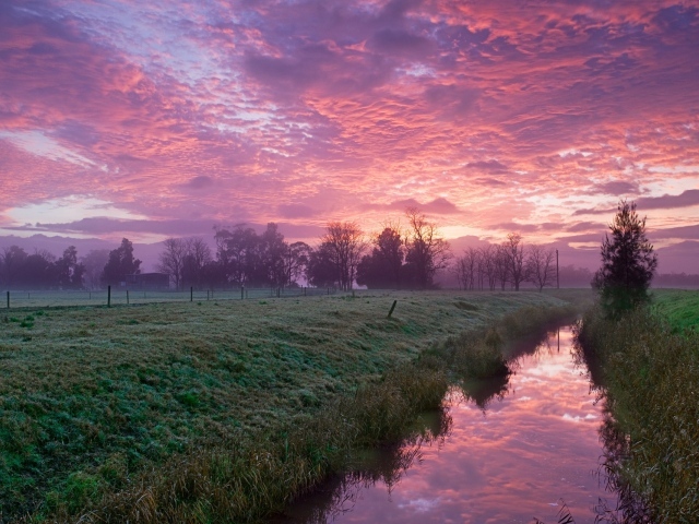 Розовые облака на рассвете