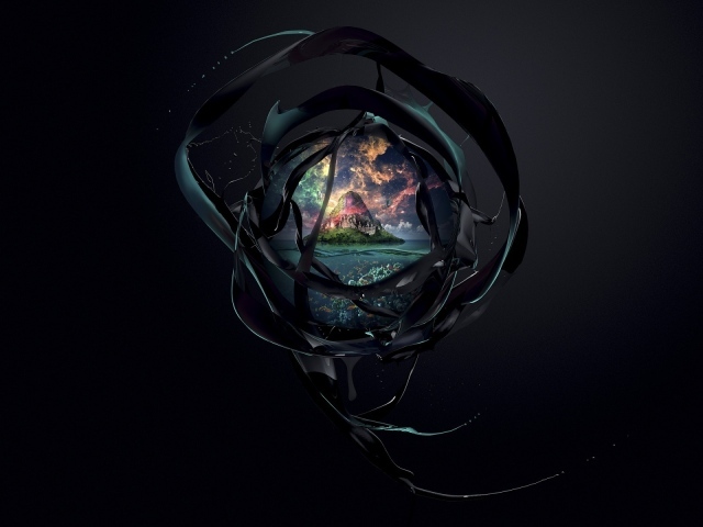 Остров на черном фоне