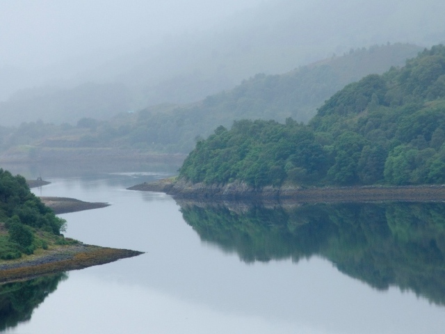 Извилистая река посреди поросших деревьями берегов