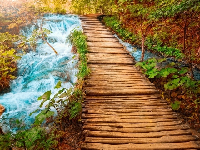 Деревянный мост через речку