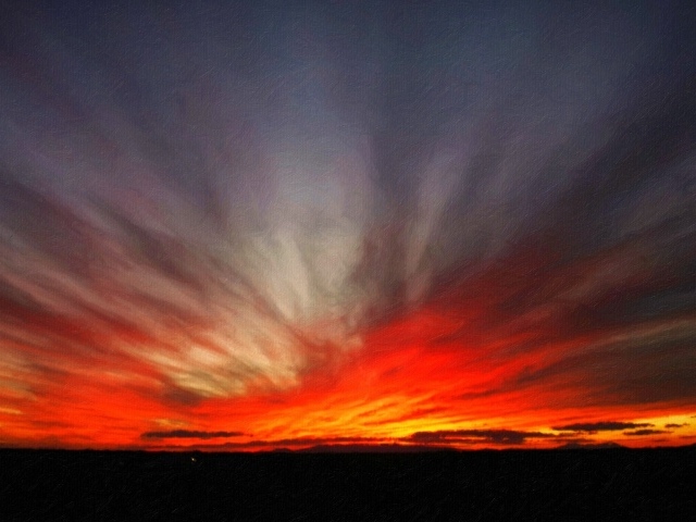 Красное небо пылает на закате