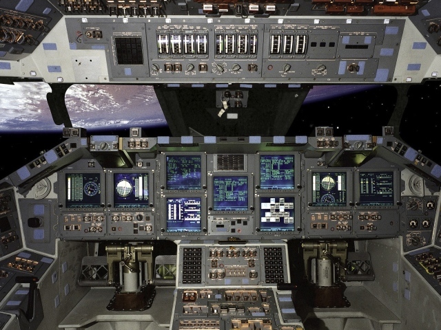 Панель приборов капитана на космическом корабле