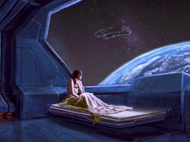 Девушка на космической станции