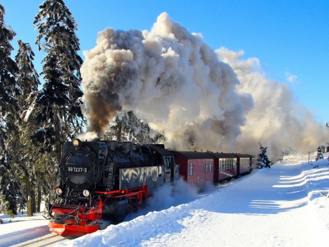 Паровой поезд в Гарц, национальный парк в Германии.