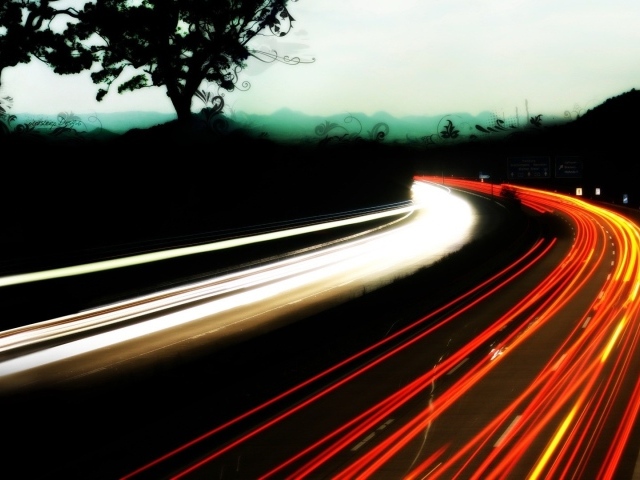 Фото автострады на длинной экспозиции