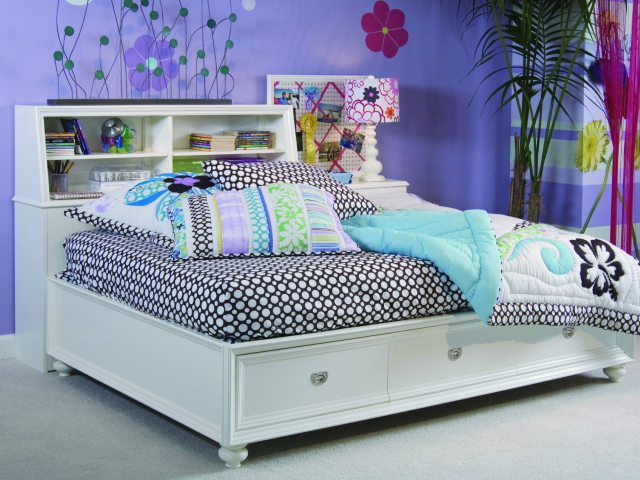 Сине белая спальня