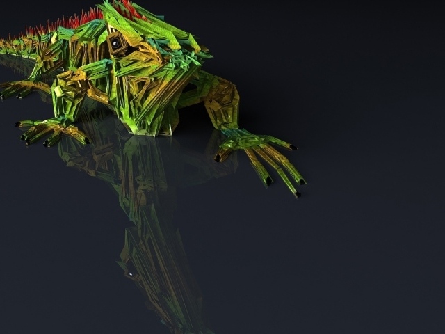 3Д хамелеон на серой поверхности