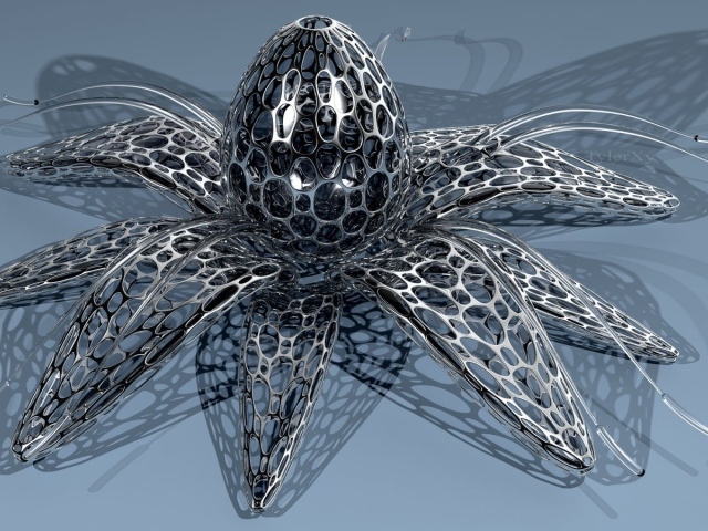 Цветок из металла, 3-Д графика