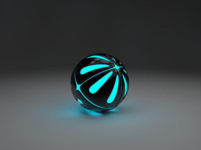 Голубой шар на сером фоне, 3-Д графика