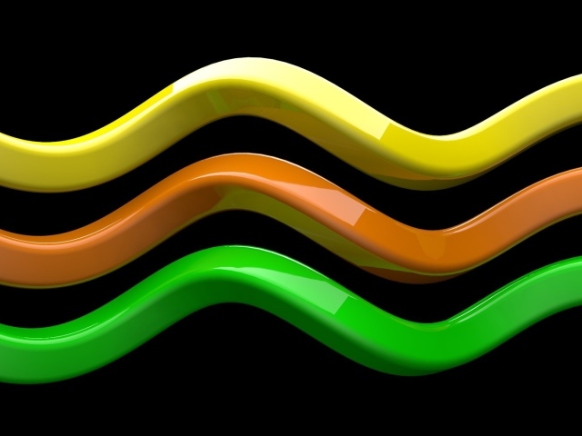Яркие волны на черном фоне, 3-Д графика