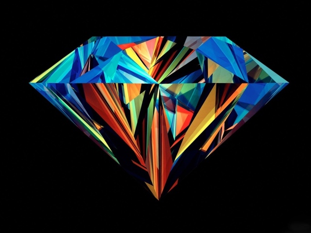 Бриллиант на черном фоне, 3-Д графика