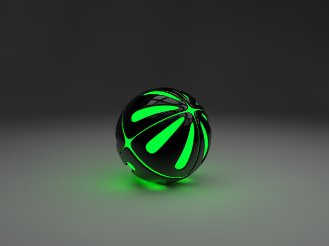 Зеленый шар на сером фоне, 3-Д графика