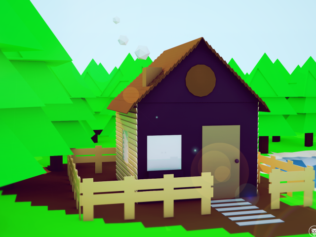 Домик среди леса, 3Д графика