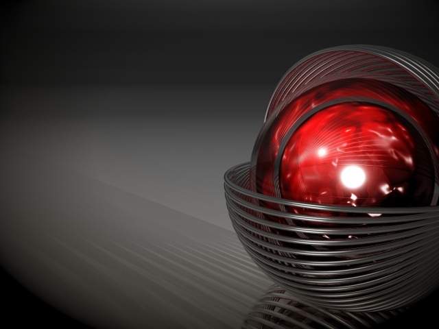 Красный шар в серой оболочке, 3-Д графика