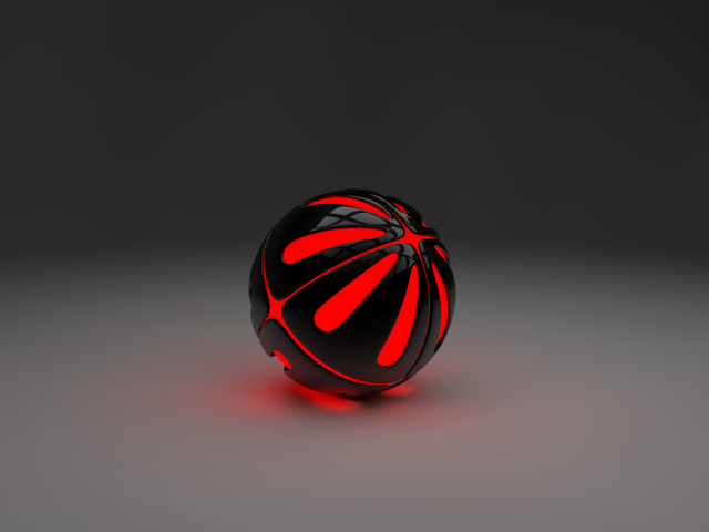 Красный шар на сером фоне, 3-Д графика