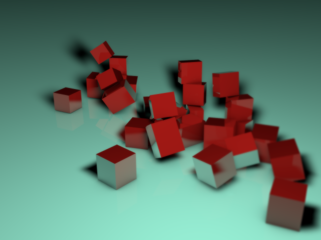 Несколько красных кубов, 3Д графика