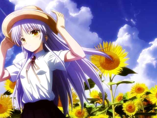 Девушка среди подсолнухов в аниме Ангельские ритмы