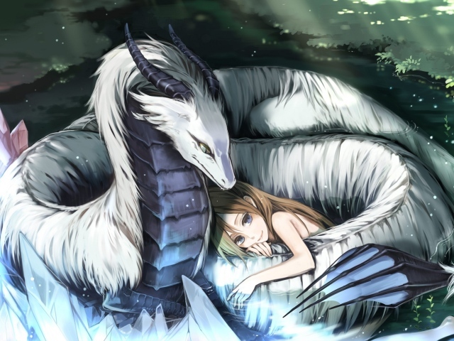 Девушка и белый дракон, аниме Pixiv Fantasia