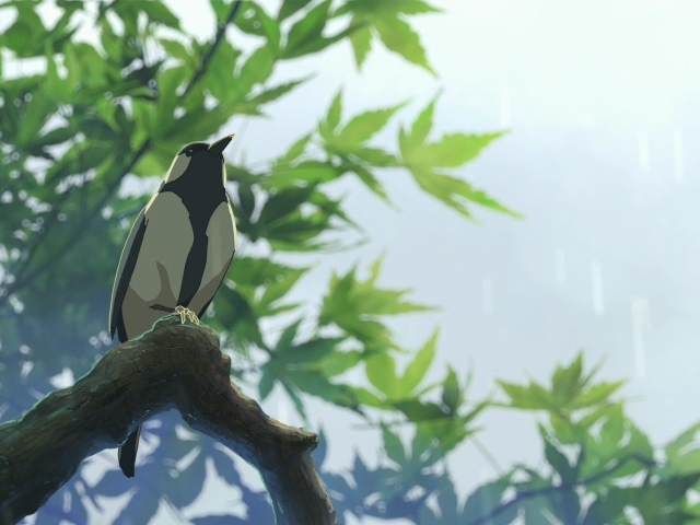 Птица в аниме Сад изящных слов