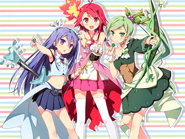 Аниме девушки в одежде разного цвета