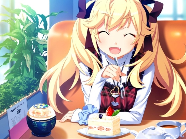 Аниме девушка в кафе, Натюрморт в серых тонах