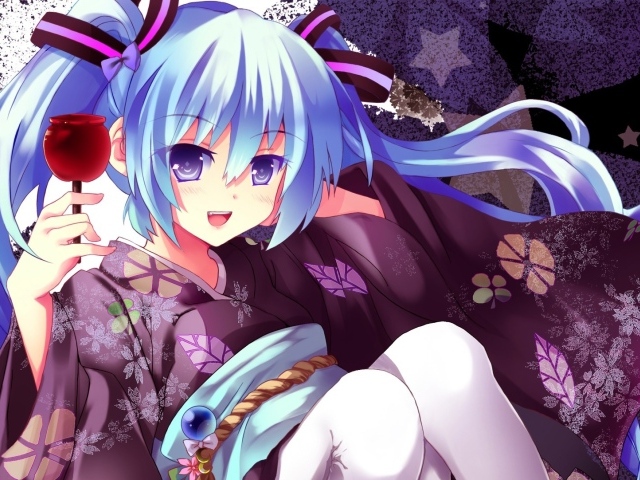 Аниме девушка с бокалом в руке