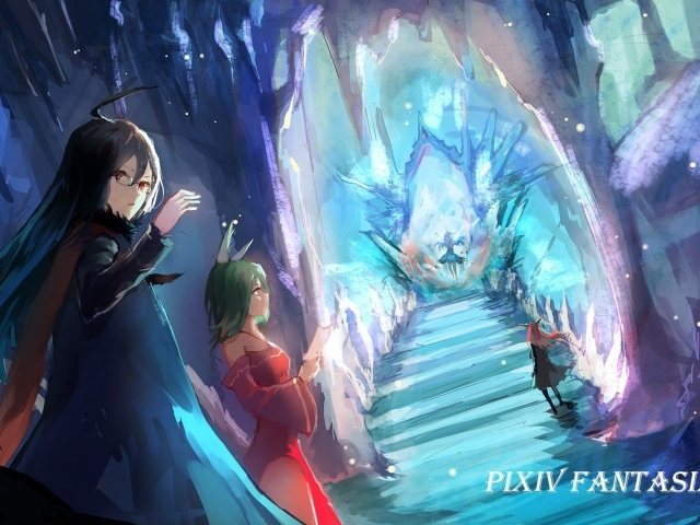 Голубой фентези мир аниме Pixiv Fantasia