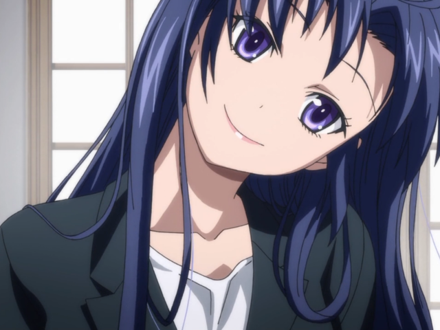 Девушка брюнетка в аниме Моя кузина - инопланетянка