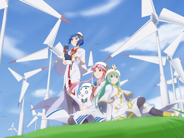 Персонажи аниме Ангельские ритмы среди ветряков