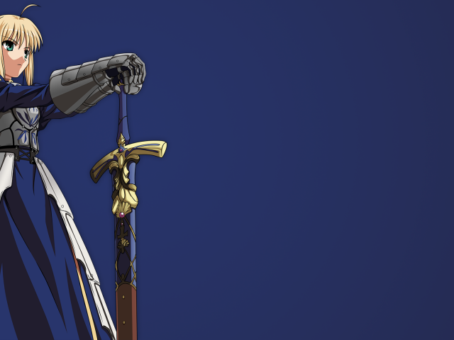 Экскалибур в руке девушки аниме Ночь прибытия