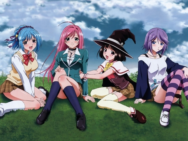 Девушки подружки в аниме Крестик + Вампир