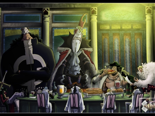 Великаны за столом в аниме Большой куш