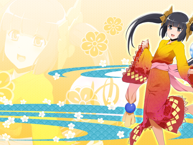 Девушка в традиционной одежде в аниме Onigirl