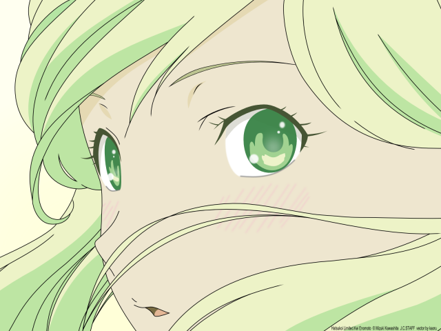 Зеленый рисунок девушки аниме