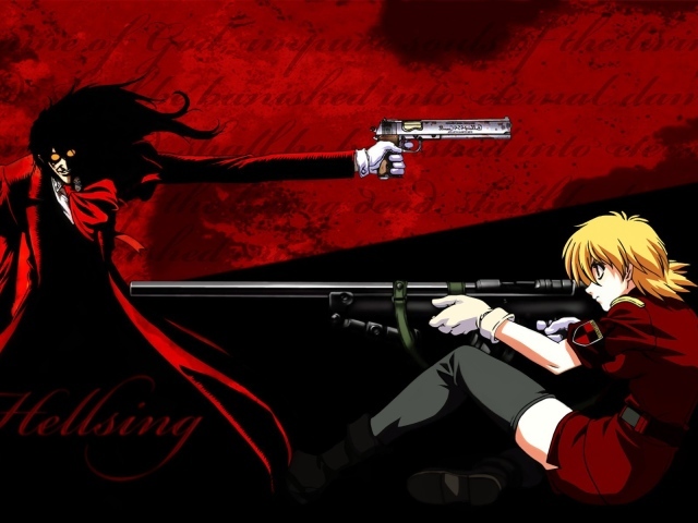 Персонажи аниме Hellsing с оружием