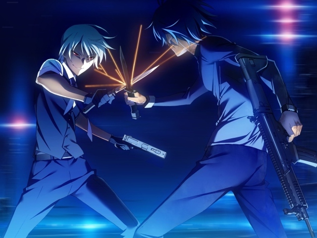 Ножевой бой в аниме Натюрморт в серых тонах